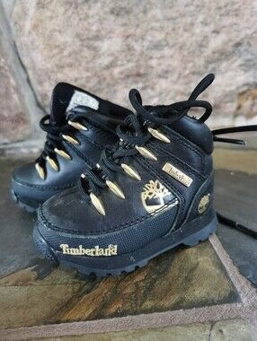 Baby Timberland Black and Gold Boots- Size 5 EUC